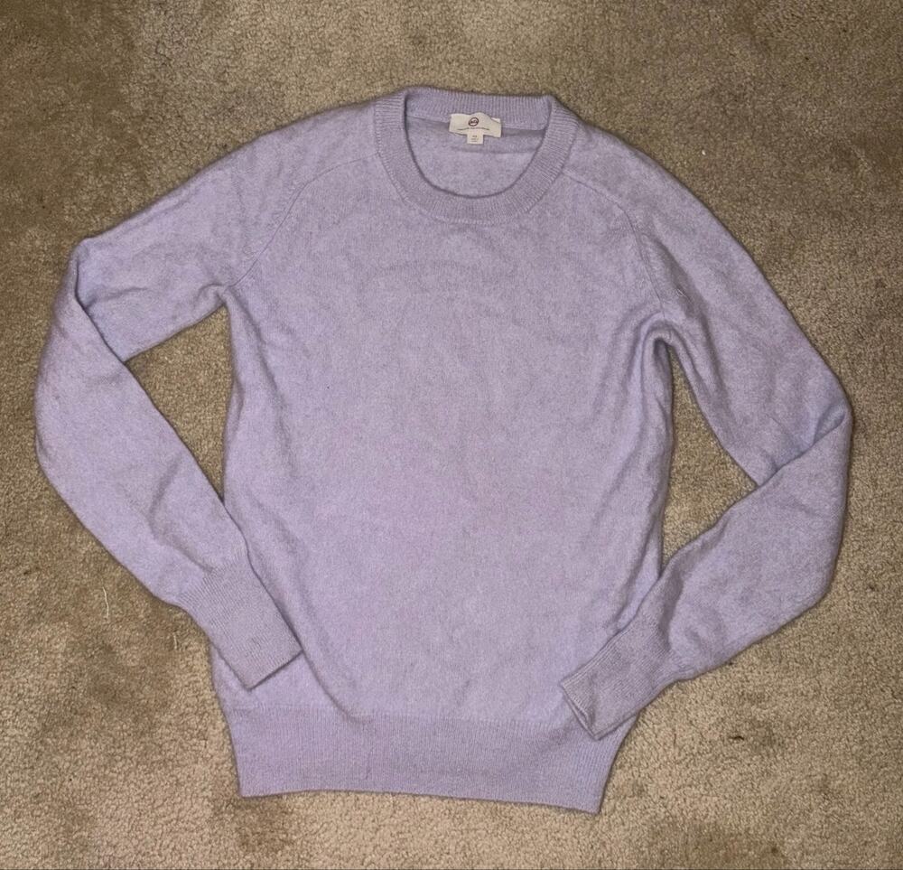 AG Adriano Goldschmied Lavender Pure Cashmere Fine Gauge Knit Sweater Xs